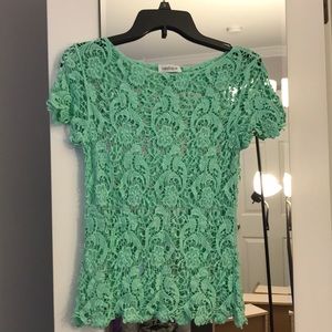 Mint colored crotchet-like top